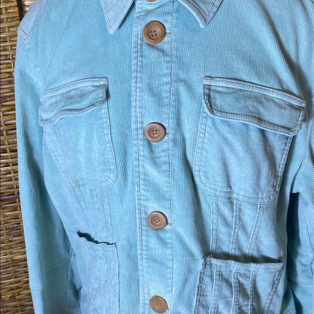 NWOT Tulle Plus seafoam green button up corduroy utility jacket 2X - Picture 3 of 10